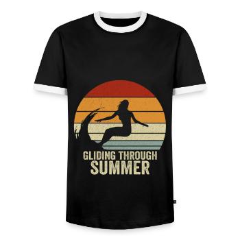 Surf durch den Sommer Vintage Surfing Girl - Männer Kontrast-T-Shirt - Schwarz/Weiß - Vorne - AI Model Female 172 light (172cm) & AI Model Male 178 light (178cm)