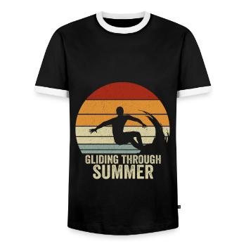 Surf durch den Sommer Vintage Surfing - Männer Kontrast-T-Shirt - Schwarz/Weiß - Vorne - AI Model Female 172 light (172cm) & AI Model Male 178 light (178cm)