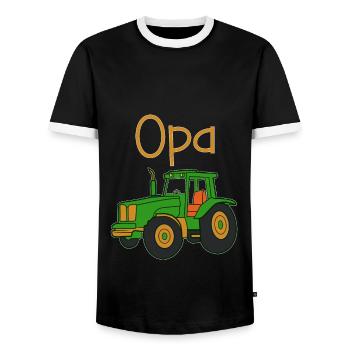 Opa Bauer Traktor Opa Enkel Partnerlook Familien - Männer Kontrast-T-Shirt - Schwarz/Weiß - Vorne - AI Model Female 172 light (172cm) & AI Model Male 178 light (178cm)
