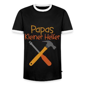 Papas kleiner Helfer Hammer Vater Sohn Partnerlook - Männer Kontrast-T-Shirt - Schwarz/Weiß - Vorne - AI Model Female 172 light (172cm) & AI Model Male 178 light (178cm)