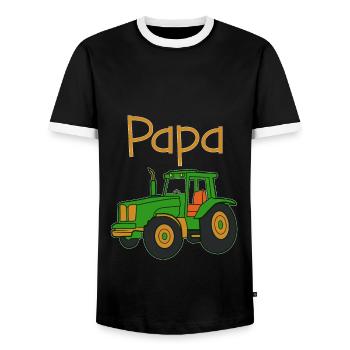 Papa Bauer Traktor Papa Sohn Partnerlook Familien - Männer Kontrast-T-Shirt - Schwarz/Weiß - Vorne - AI Model Female 172 light (172cm) & AI Model Male 178 light (178cm)
