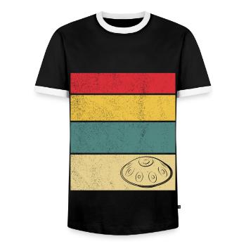Handpan Music Love Retro Handpan - Männer Kontrast-T-Shirt - Schwarz/Weiß - Vorne - AI Model Female 172 light (172cm) & AI Model Male 178 light (178cm)