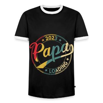 Papa 2023 loading Schwanger 2023 werdender Papa - Männer Kontrast-T-Shirt - Schwarz/Weiß - Vorne - AI Model Female 172 light (172cm) & AI Model Male 178 light (178cm)