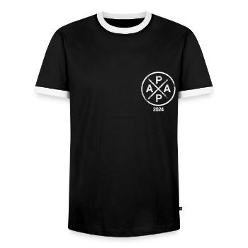 Father-to-be, dad est. 2024 retro dad 2024 - Men's Ringer Shirt - black/white - Front - AI Model Female 172 light (172cm) & AI Model Male 178 light (178cm)