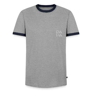 Daddy Title Dad, Parents Partner Outfit Daddy - Men's Ringer Shirt - grey/navy  - Front - AI Model Female 172 light (172cm) & AI Model Male 178 light (178cm)