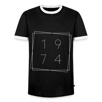 1974 Square 49 years old for his 49th birthday - Men's Ringer Shirt - black/white - Front - AI Model Female 172 light (172cm) & AI Model Male 178 light (178cm)
