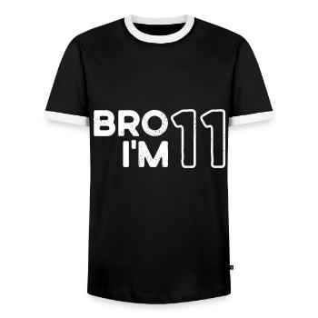Bro I'm 11, 11 years old, 11th birthday - Men's Ringer Shirt - black/white - Front - AI Model Female 172 light (172cm) & AI Model Male 178 light (178cm)