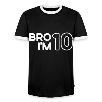 Bro I'm 10, 10 years old, 10th birthday - Men's Ringer Shirt - black/white - Front - AI Model Female 172 light (172cm) & AI Model Male 178 light (178cm)
