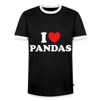 Panda Bear Lover I love Pandas - Men's Ringer Shirt - black/white - Front - AI Model Female 172 light (172cm) & AI Model Male 178 light (178cm)