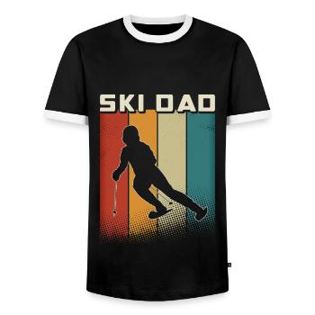 Retro Ski Dad Ski Papa - Männer Kontrast-T-Shirt - Schwarz/Weiß - Vorne - AI Model Female 172 light (172cm) & AI Model Male 178 light (178cm)