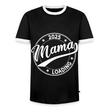 Mama 2025 Schwangerschaft 2025 Mama 2025 Loading - Männer Kontrast-T-Shirt - Schwarz/Weiß - Vorne - AI Model Female 172 light (172cm) & AI Model Male 178 light (178cm)