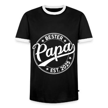 Bester Papa Est. 2025 Vater 2025 Papa seit 2025 - Männer Kontrast-T-Shirt - Schwarz/Weiß - Vorne - AI Model Female 172 light (172cm) & AI Model Male 178 light (178cm)