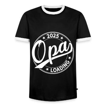 Opa 2025 Schwangerschaft 2025 Opa 2025 Loading - Männer Kontrast-T-Shirt - Schwarz/Weiß - Vorne - AI Model Female 172 light (172cm) & AI Model Male 178 light (178cm)