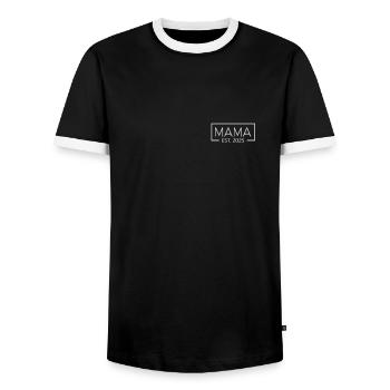 Maman 2025 Logo Futurs Parents 2025 Maman est. 2025 - T-shirt contrasté Homme - noir/blanc - Devant - AI Model Female 172 light (172cm) & AI Model Male 178 light (178cm)