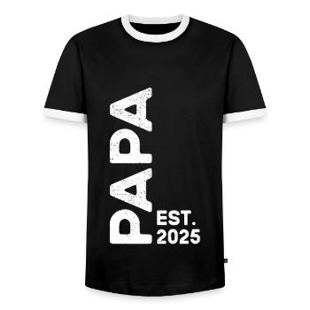 Papa Est. 2025 Futur papa 2025 Bientôt papa 2025 - T-shirt contrasté Homme - noir/blanc - Devant - AI Model Female 172 light (172cm) & AI Model Male 178 light (178cm)