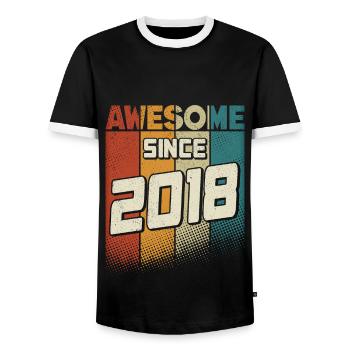 Awesome since 2018 Girl Boy 6th Birthday - Men's Ringer Shirt - black/white - Front - AI Model Female 172 light (172cm) & AI Model Male 178 light (178cm)
