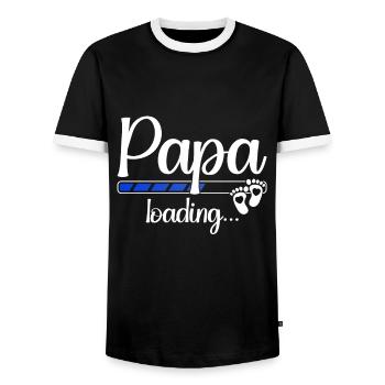 Papa Chargement Grossesse Bientôt Papa Chargement - T-shirt contrasté Homme - noir/blanc - Devant - AI Model Female 172 light (172cm) & AI Model Male 178 light (178cm)