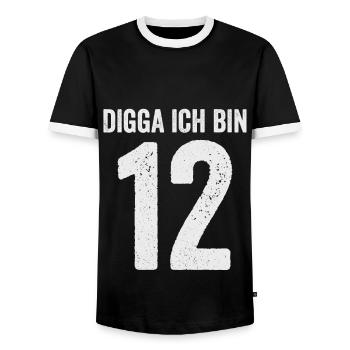 Digga J’ai 12 Fille Garçon 12e anniversaire - T-shirt contrasté Homme - noir/blanc - Devant - AI Model Female 172 light (172cm) & AI Model Male 178 light (178cm)