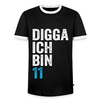 Digga ich bin 11. Geburtstag Junge 11. Geburtstag - Männer Kontrast-T-Shirt - Schwarz/Weiß - Vorne - AI Model Female 172 light (172cm) & AI Model Male 178 light (178cm)