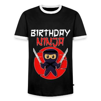Birthday Ninja Birthday Boy Ninja - Men's Ringer Shirt - black/white - Front - AI Model Female 172 light (172cm) & AI Model Male 178 light (178cm)
