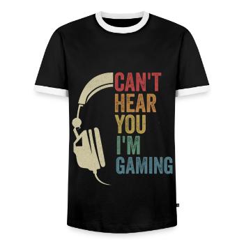Zocker Gamer Can't Hear You I'm Gaming - Männer Kontrast-T-Shirt - Schwarz/Weiß - Vorne - AI Model Female 172 light (172cm) & AI Model Male 178 light (178cm)