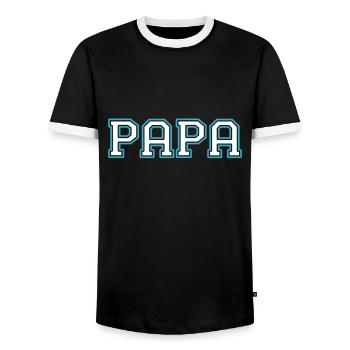 Papa fier Papa sportif - T-shirt contrasté Homme - noir/blanc - Devant - AI Model Female 172 light (172cm) & AI Model Male 178 light (178cm)