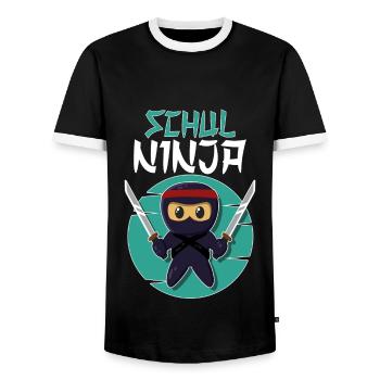 School Ninja School Ninja School Enrollment Boys Ninja - Men's Ringer Shirt - black/white - Front - AI Model Female 172 light (172cm) & AI Model Male 178 light (178cm)