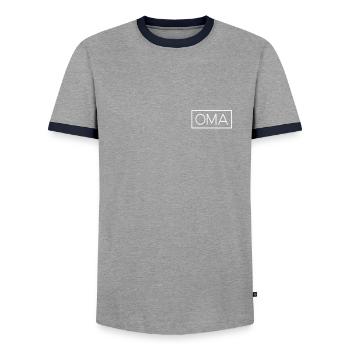 Grand-mère Logo Partenaire Look Famille Mamie - T-shirt contrasté Homme - gris/marine  - Devant - AI Model Female 172 light (172cm) & AI Model Male 178 light (178cm)