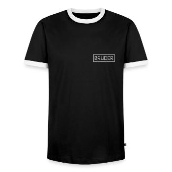 Brother Logo Matching Look Family Brother - Men's Ringer Shirt - black/white - Front - AI Model Female 172 light (172cm) & AI Model Male 178 light (178cm)
