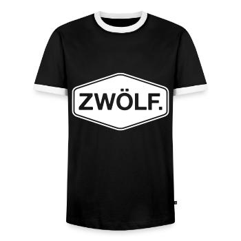 12ème anniversaire Jeune fille 12 ans Douze - T-shirt contrasté Homme - noir/blanc - Devant - AI Model Female 172 light (172cm) & AI Model Male 178 light (178cm)