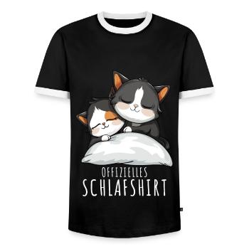Cats Nightgown Official Sleep Shirt Cats - Men's Ringer Shirt - black/white - Front - AI Model Female 172 light (172cm) & AI Model Male 178 light (178cm)