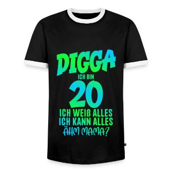 20. Geburtstag Digga ich bin 20 Ich Kann Alles - Männer Kontrast-T-Shirt - Schwarz/Weiß - Vorne - AI Model Female 172 light (172cm) & AI Model Male 178 light (178cm)