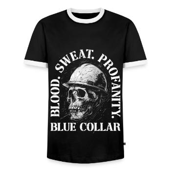 Ouvrier du bâtiment Crâne Sang Sweat Col Bleu - T-shirt contrasté Homme - noir/blanc - Devant - AI Model Female 172 light (172cm) & AI Model Male 178 light (178cm)