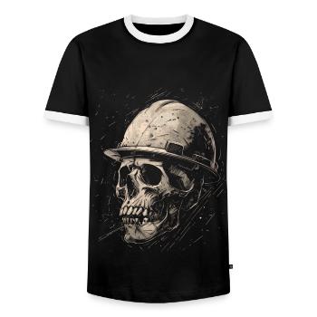 Skull Construction Worker - Men's Ringer Shirt - black/white - Front - AI Model Female 172 light (172cm) & AI Model Male 178 light (178cm)