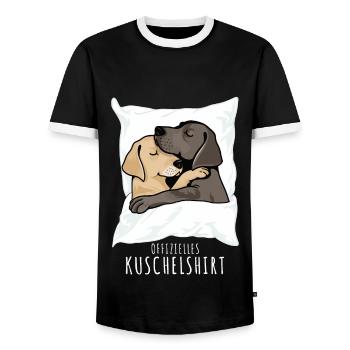 Chemise de nuit pour chien Chemise câline officielle Retriever - T-shirt contrasté Homme - noir/blanc - Devant - AI Model Female 172 light (172cm) & AI Model Male 178 light (178cm)