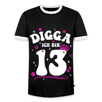 Girl 13th Birthday Girl Digga I'm 13 - Men's Ringer Shirt - black/white - Front - AI Model Female 172 light (172cm) & AI Model Male 178 light (178cm)