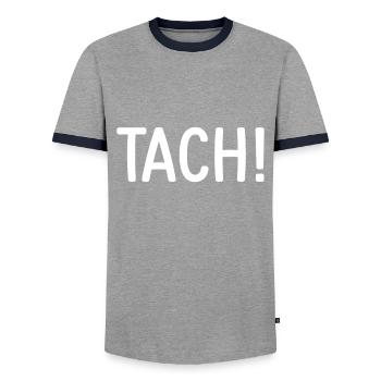 Tach Berliner Dialekt Berlinisch Tach - Männer Kontrast-T-Shirt - Grau/Navy  - Vorne - AI Model Female 172 light (172cm) & AI Model Male 178 light (178cm)