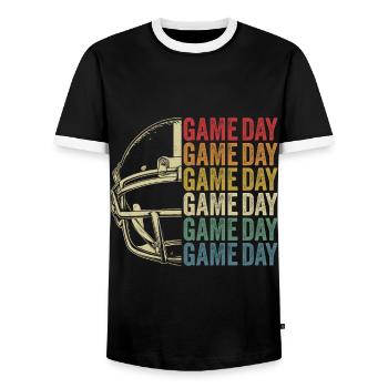 Retro Football Gameday American Football - Men's Ringer Shirt - black/white - Front - AI Model Female 172 light (172cm) & AI Model Male 178 light (178cm)