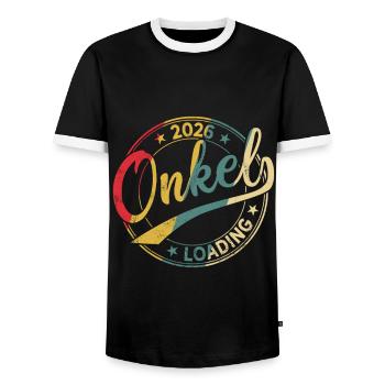 Oncle 2026 Chargement Oncle en attente 2026 - T-shirt contrasté Homme - noir/blanc - Devant - AI Model Female 172 light (172cm) & AI Model Male 178 light (178cm)