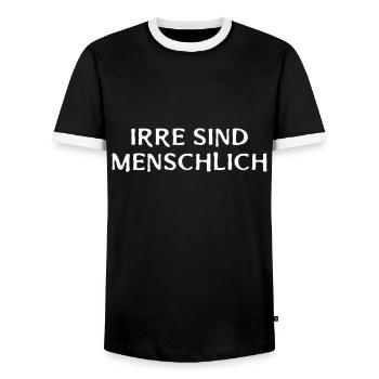 Irre Sind Menschlich Lustiges - Männer Kontrast-T-Shirt - Schwarz/Weiß - Vorne - AI Model Female 172 light (172cm) & AI Model Male 178 light (178cm)