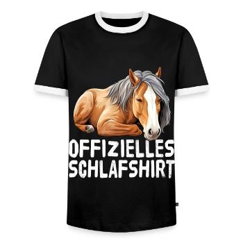 Chemise de nuit officielle pour cheval - T-shirt contrasté Homme - noir/blanc - Devant - AI Model Female 172 light (172cm) & AI Model Male 178 light (178cm)