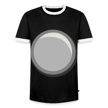 Silver Button Circle Sticker Template - Men's Ringer Shirt - black/white - Front - AI Model Female 172 light (172cm) & AI Model Male 178 light (178cm)
