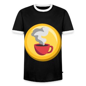 Kaffee Sticker Gold Icon Cafe Barista - Männer Kontrast-T-Shirt - Schwarz/Weiß - Vorne - AI Model Female 172 light (172cm) & AI Model Male 178 light (178cm)