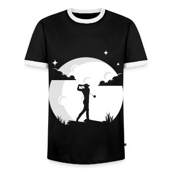 Golf Mond Golfer Golfer Golf - Männer Kontrast-T-Shirt - Schwarz/Weiß - Vorne - AI Model Female 172 light (172cm) & AI Model Male 178 light (178cm)