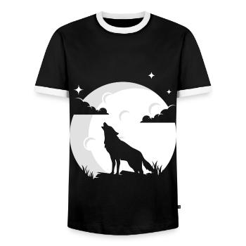 Wolf Mond Wolfsrudel Wolf Wölfe - Männer Kontrast-T-Shirt - Schwarz/Weiß - Vorne - AI Model Female 172 light (172cm) & AI Model Male 178 light (178cm)
