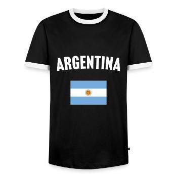 Argentina Flag - Men's Ringer Shirt - black/white - Front - AI Model Female 172 light (172cm) & AI Model Male 178 light (178cm)