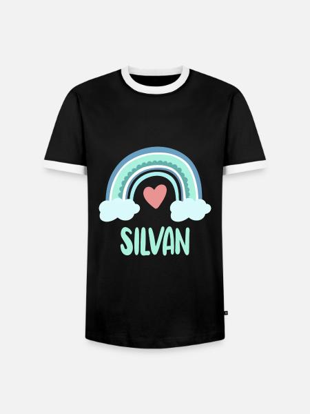 Silvan Name Regenbogen Baby - Männer Kontrast-T-Shirt - Schwarz/Weiß