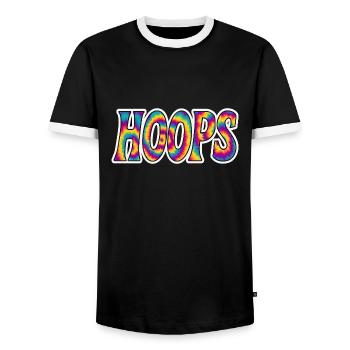 Hoops Basketball Sport Geschenkidee BBall - Männer Kontrast-T-Shirt - Schwarz/Weiß - Vorne - AI Model Female 172 light (172cm) & AI Model Male 178 light (178cm)