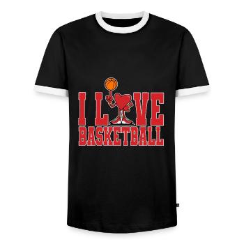 Ich liebe Basketball Ich liebe Basketball - Männer Kontrast-T-Shirt - Schwarz/Weiß - Vorne - AI Model Female 172 light (172cm) & AI Model Male 178 light (178cm)