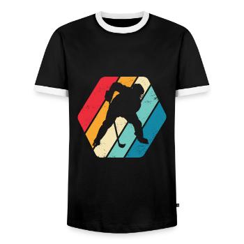 Eishockey Sport Spiel Mannschaft Retro - Männer Kontrast-T-Shirt - Schwarz/Weiß - Vorne - AI Model Female 172 light (172cm) & AI Model Male 178 light (178cm)